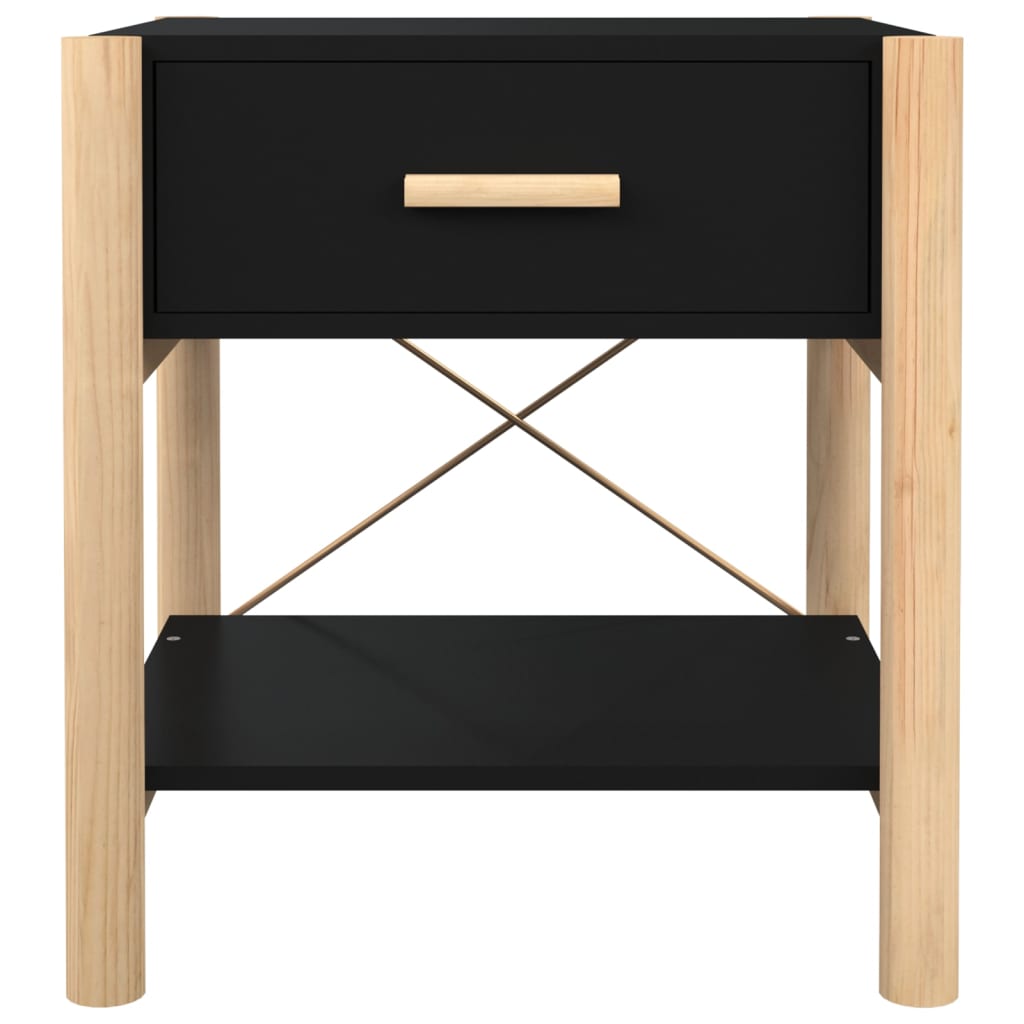 vidaXL Noptiere, 2 buc., negru, 42x38x45 cm, lemn compozit vidaXL Noptiere, 2 buc., negru, 42x38x45 cm, lemn compozit