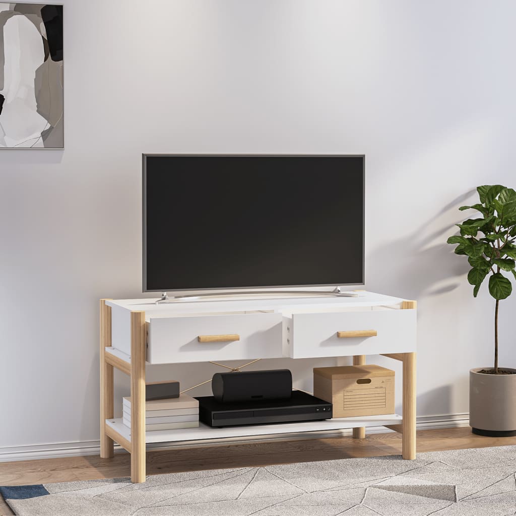 vidaXL Comodă TV, alb, 82x38x45 cm, lemn prelucrat vidaXL Comodă TV, alb, 82x38x45 cm, lemn prelucrat