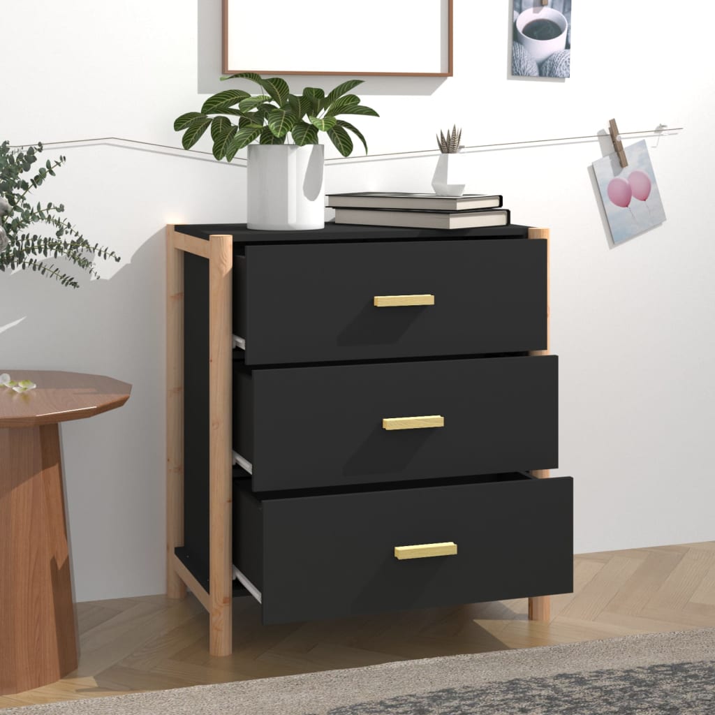 vidaXL Servantă, negru, 62x38x70 cm, lemn prelucrat