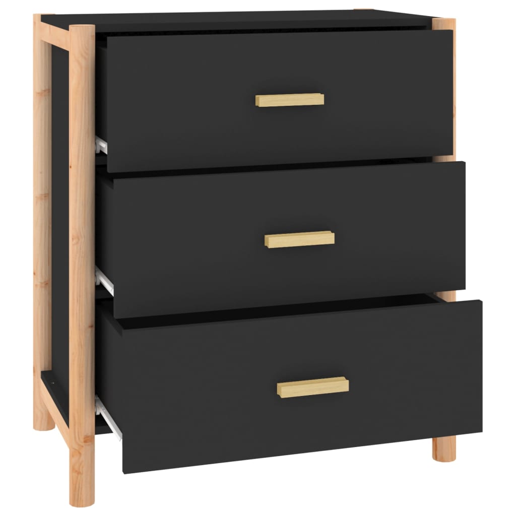 vidaXL Servantă, negru, 62x38x70 cm, lemn prelucrat