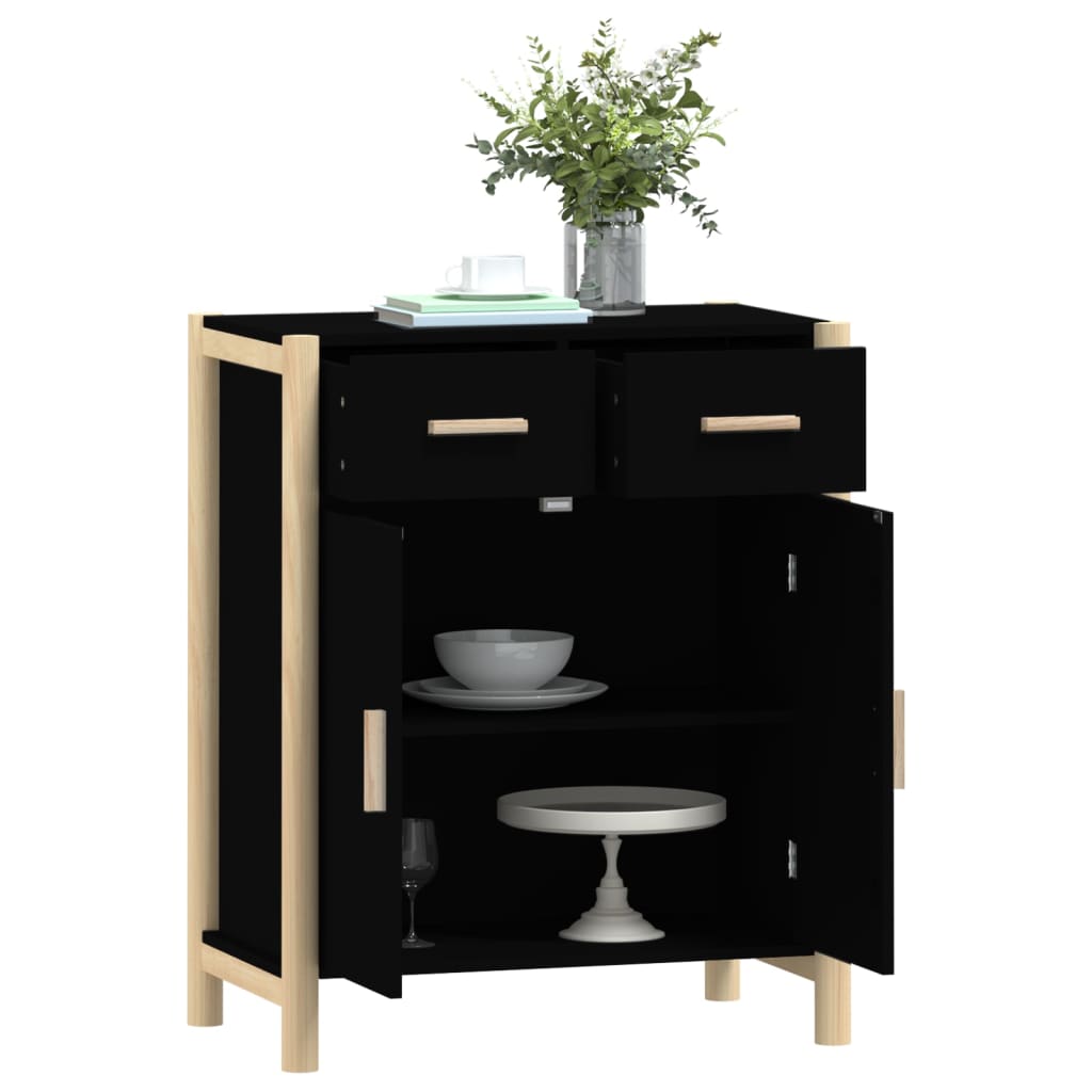 vidaXL Servantă, negru, 62x38x75 cm, lemn prelucrat