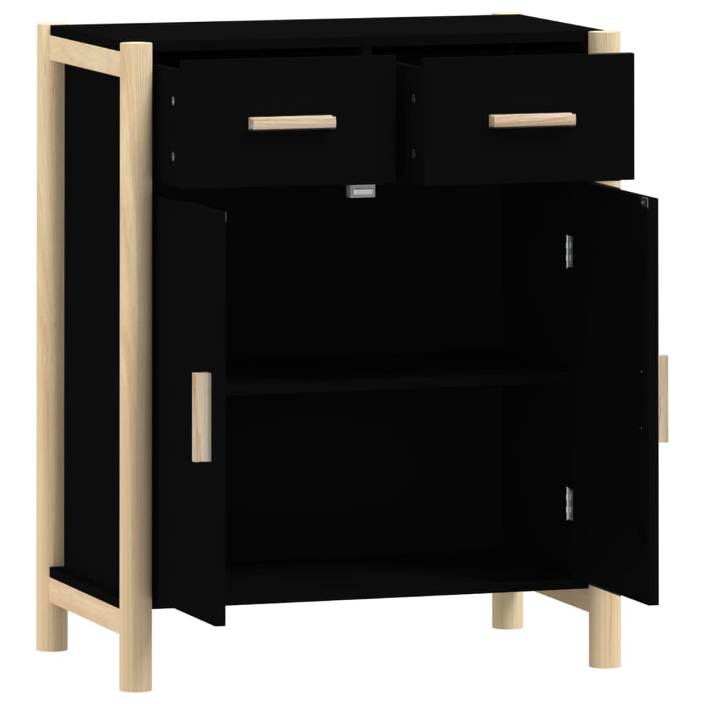 vidaXL Servantă, negru, 62x38x75 cm, lemn prelucrat