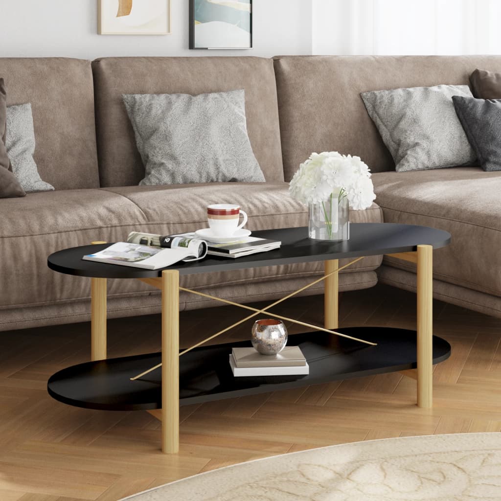 vidaXL Măsuță de cafea, negru, 110x48x40 cm, lemn compozit vidaXL Măsuță de cafea, negru, 110x48x40 cm, lemn compozit