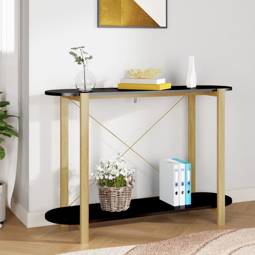 vidaXL Măsuță consolă, negru, 110x38x75 cm, lemn prelucrat vidaXL Măsuță consolă, negru, 110x38x75 cm, lemn prelucrat