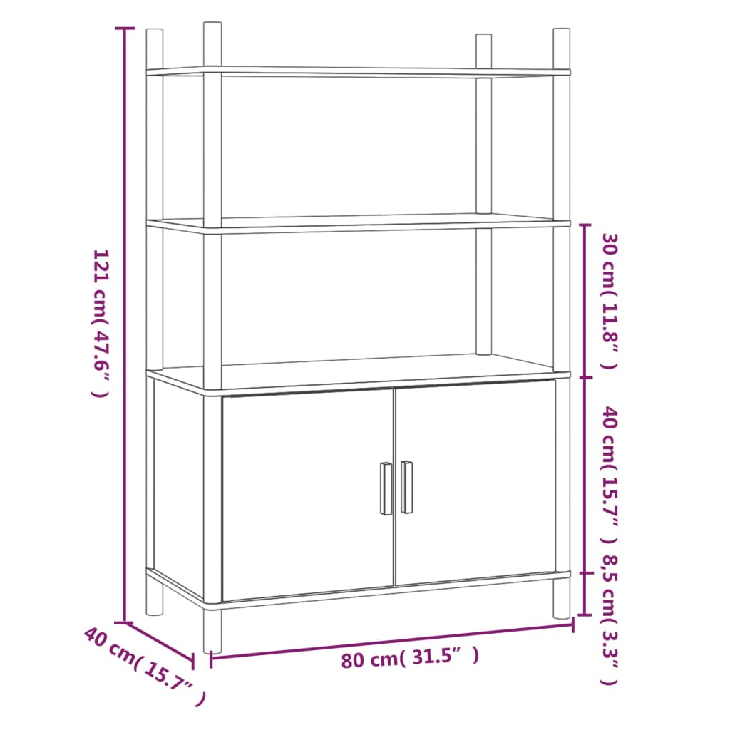 vidaXL Dulap înalt, alb, 80x40x121, cm lemn prelucrat