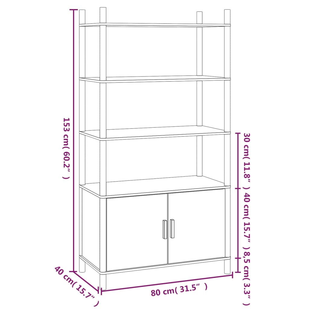 vidaXL Dulap înalt, negru, 80x40x153 cm, lemn prelucrat