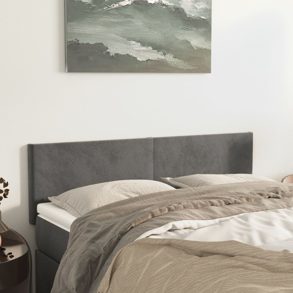 vidaXL Tăblii de pat, 2 buc., gri închis, 72x5x78/88 cm, catifea vidaXL Tăblii de pat, 2 buc., gri închis, 72x5x78/88 cm, catifea