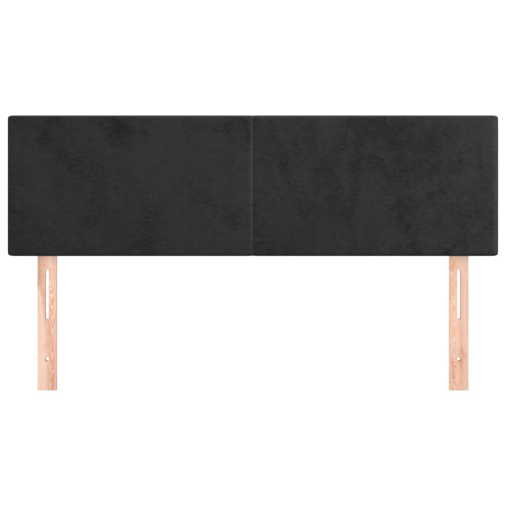 vidaXL Tăblii de pat, 2 buc., negru, 72x5x78/88 cm, catifea vidaXL Tăblii de pat, 2 buc., negru, 72x5x78/88 cm, catifea