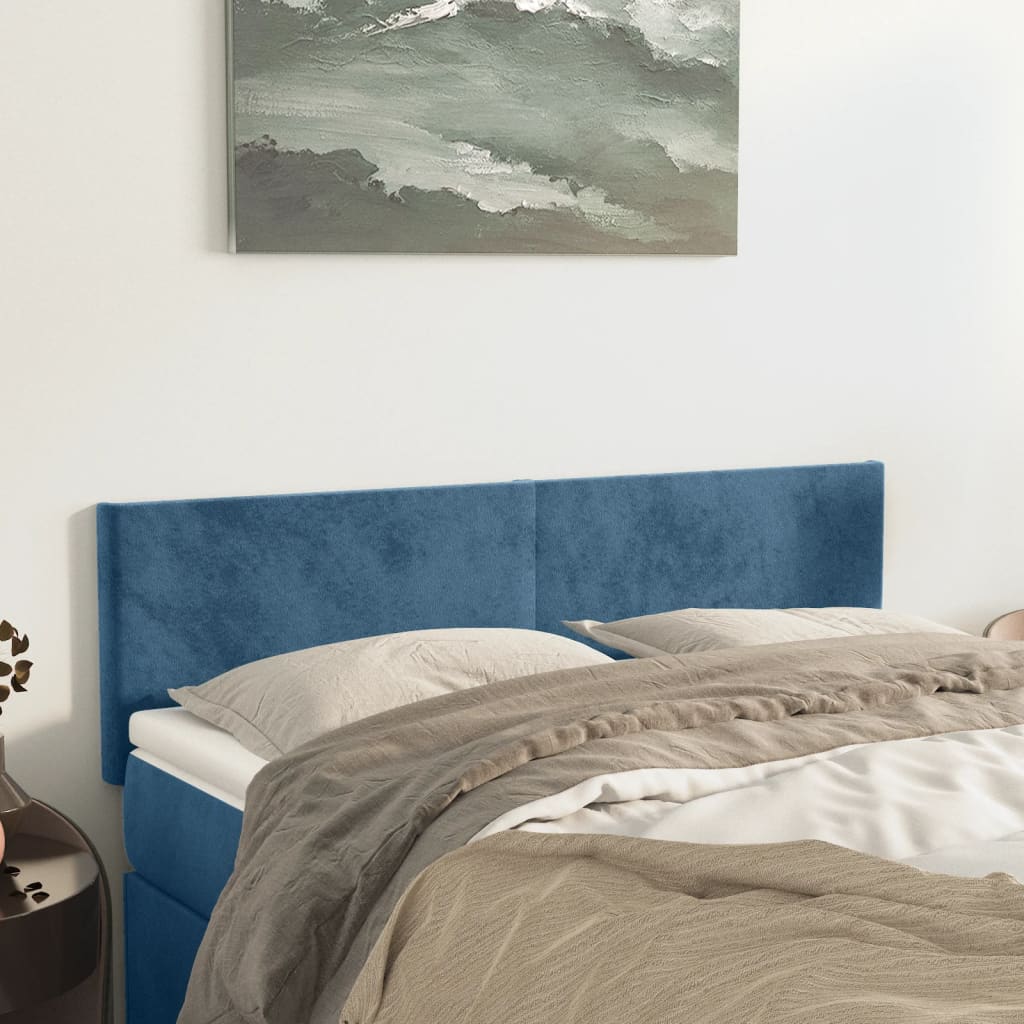 vidaXL Tăblii de pat, 2 buc., albastru închis, 72x5x78/88 cm, catifea vidaXL Tăblii de pat, 2 buc., albastru închis, 72x5x78/88 cm, catifea