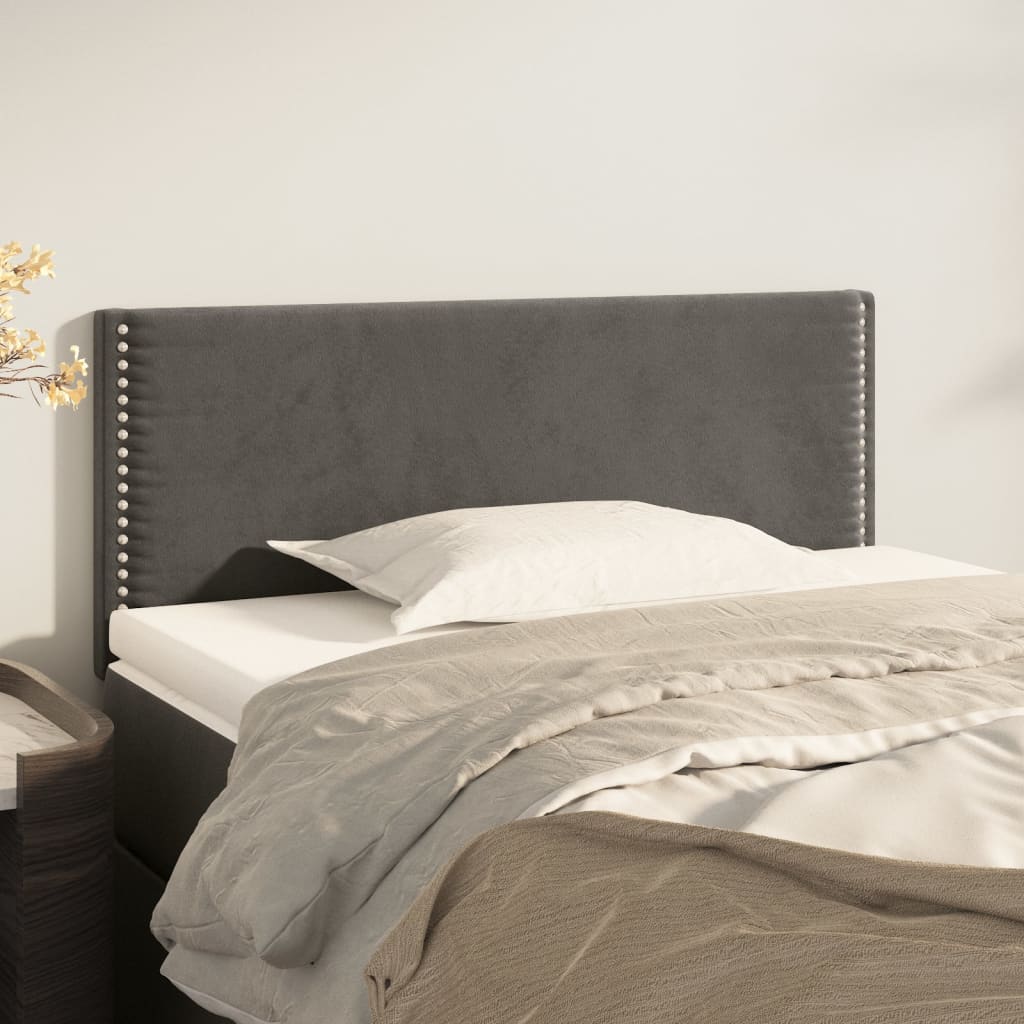 vidaXL Tăblie de pat, gri închis, 90x5x78/88 cm, catifea vidaXL Tăblie de pat, gri închis, 90x5x78/88 cm, catifea