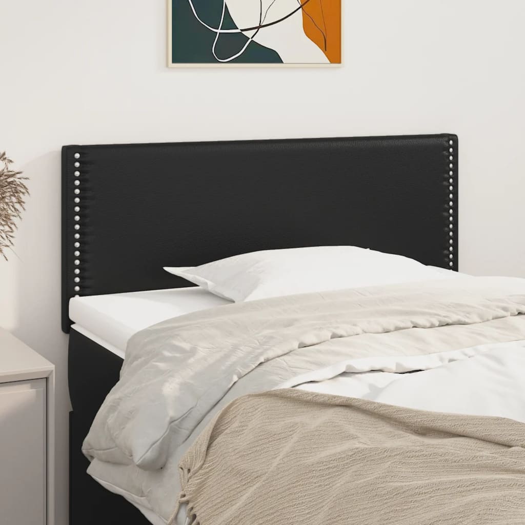 vidaXL Tăblie de pat, negru, 100x5x78/88 cm, piele ecologică vidaXL Tăblie de pat, negru, 100x5x78/88 cm, piele ecologică