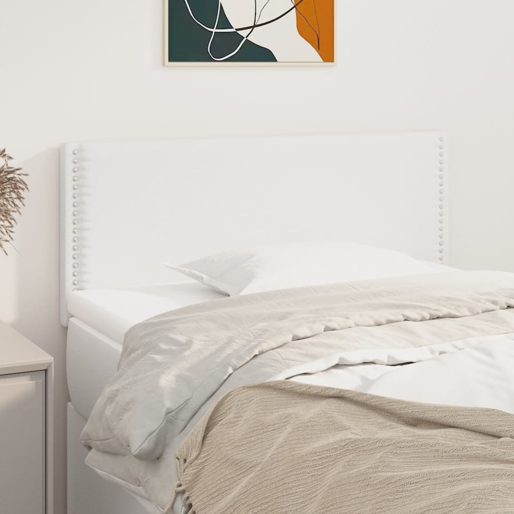 vidaXL Tăblie de pat, alb, 100x5x78/88 cm, piele ecologică