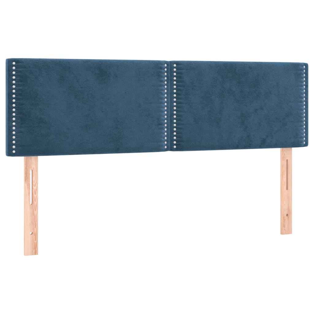 vidaXL Tăblii de pat, 2 buc., albastru închis, 72x5x78/88 cm, catifea vidaXL Tăblii de pat, 2 buc., albastru închis, 72x5x78/88 cm, catifea