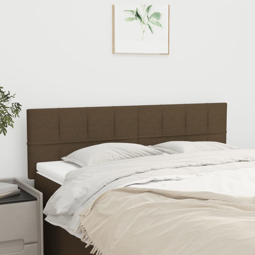 vidaXL Tăblii de pat, 2 buc., maro închis, 72x5x78/88 cm, textil vidaXL Tăblii de pat, 2 buc., maro închis, 72x5x78/88 cm, textil