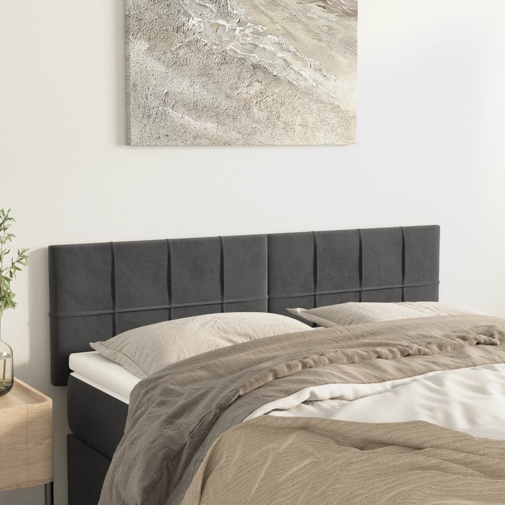 vidaXL Tăblii de pat, 2 buc., gri închis, 72x5x78/88 cm, catifea vidaXL Tăblii de pat, 2 buc., gri închis, 72x5x78/88 cm, catifea