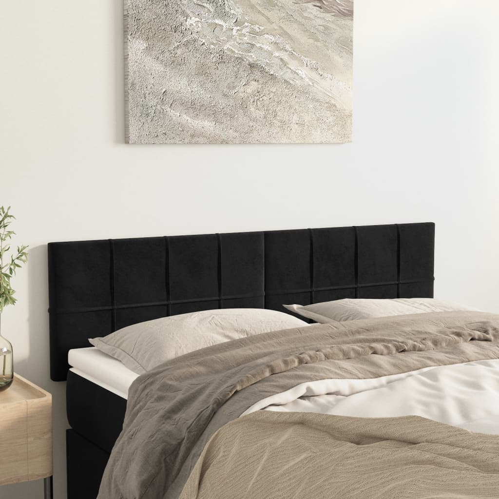 vidaXL Tăblii de pat, 2 buc., negru, 72x5x78/88 cm, catifea vidaXL Tăblii de pat, 2 buc., negru, 72x5x78/88 cm, catifea