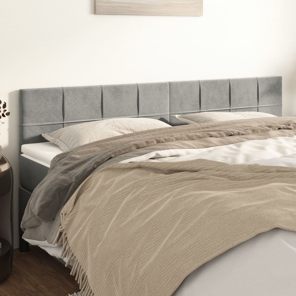 vidaXL Tăblii de pat, 2 buc, gri deschis, 90x5x78/88 cm, catifea vidaXL Tăblii de pat, 2 buc, gri deschis, 90x5x78/88 cm, catifea