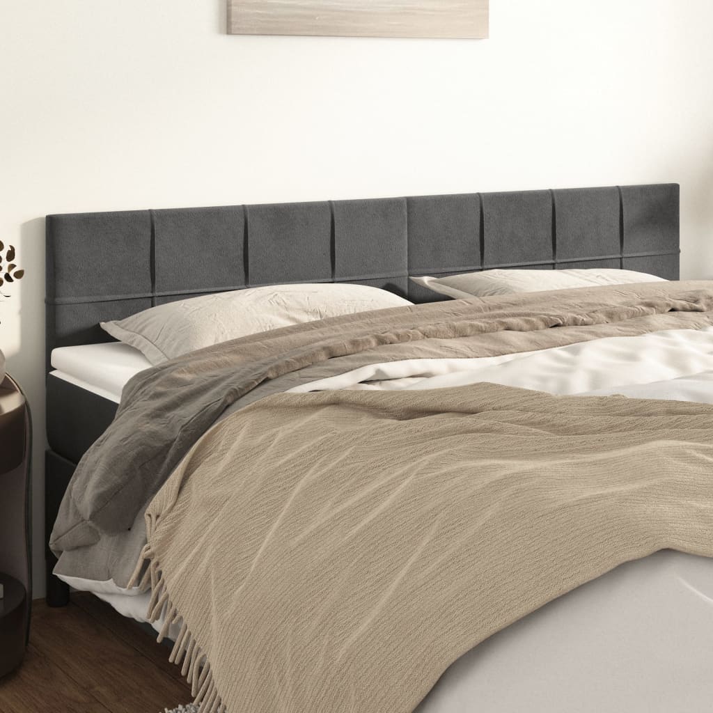 vidaXL Tăblii de pat, 2 buc, gri închis, 90x5x78/88 cm, catifea vidaXL Tăblii de pat, 2 buc, gri închis, 90x5x78/88 cm, catifea