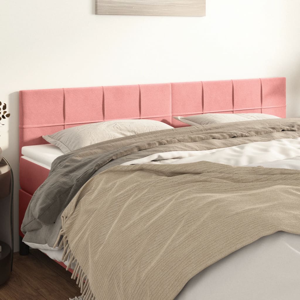 vidaXL Tăblii de pat, 2 buc, roz, 100x5x78/88 cm, catifea vidaXL Tăblii de pat, 2 buc, roz, 100x5x78/88 cm, catifea