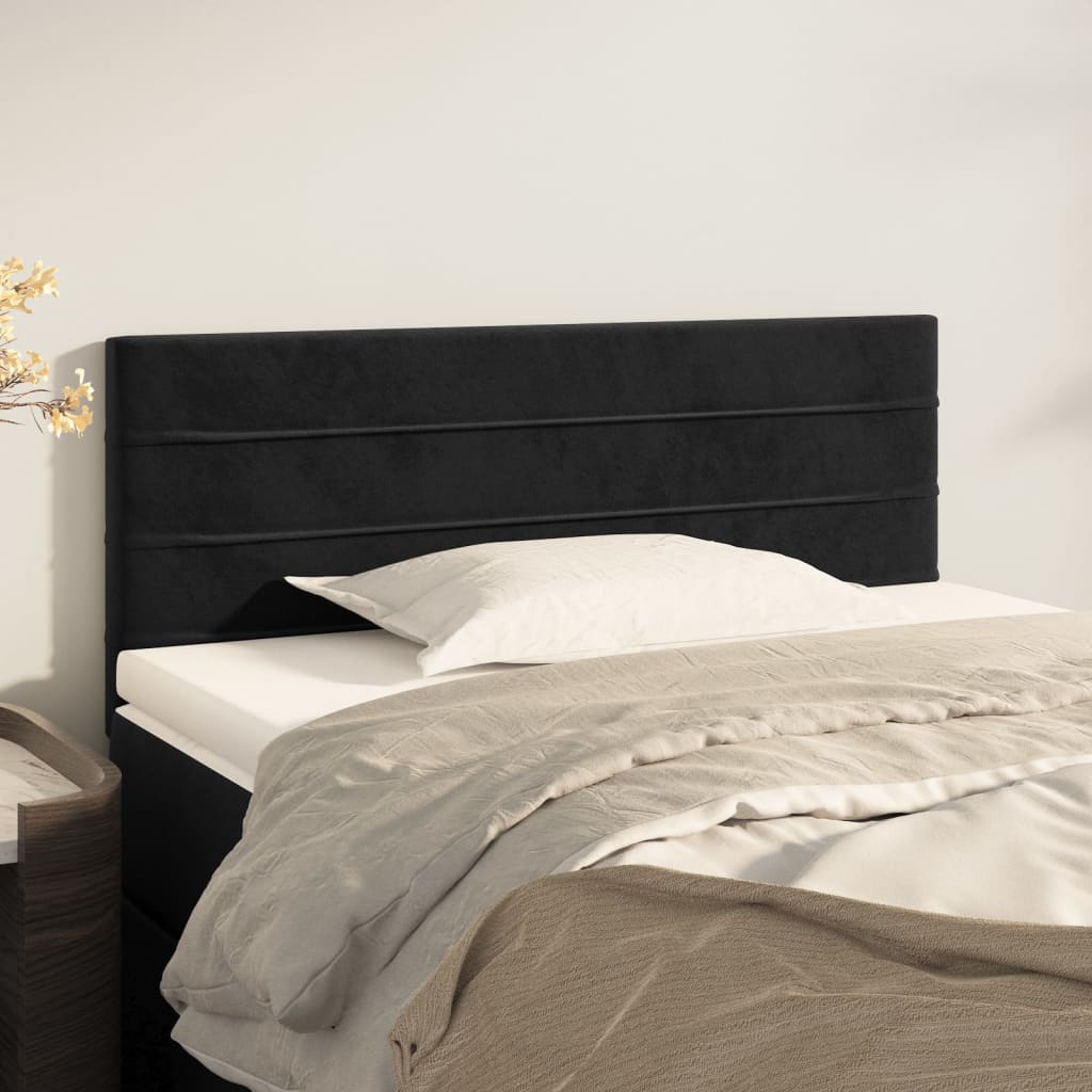 vidaXL Tăblie de pat, negru, 100x5x78/88 cm, catifea vidaXL Tăblie de pat, negru, 100x5x78/88 cm, catifea
