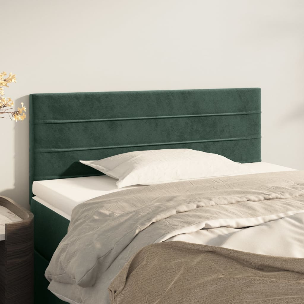 vidaXL Tăblie de pat, verde închis, 100x5x78/88 cm, catifea vidaXL Tăblie de pat, verde închis, 100x5x78/88 cm, catifea