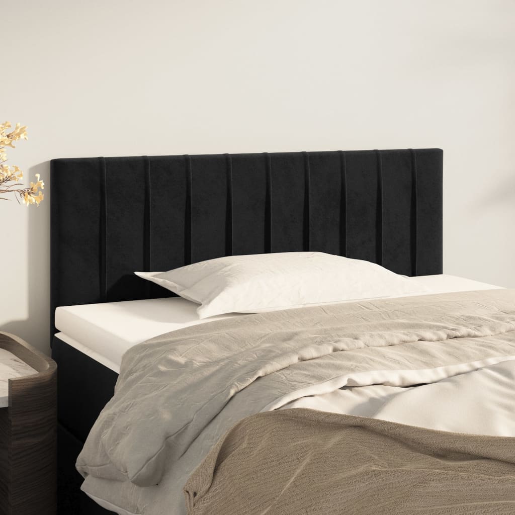 vidaXL Tăblie de pat, negru, 100x5x78/88 cm, catifea vidaXL Tăblie de pat, negru, 100x5x78/88 cm, catifea