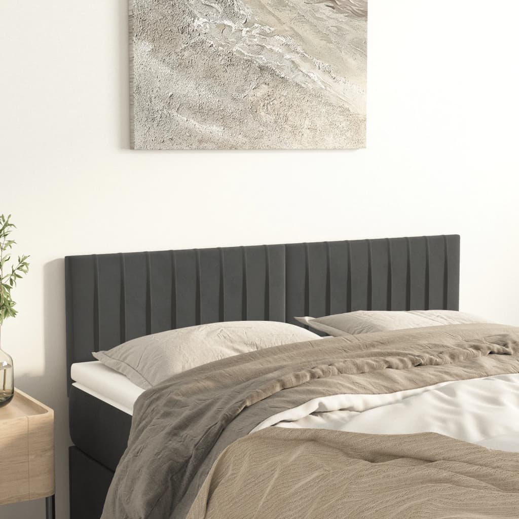 vidaXL Tăblii de pat, 2 buc., gri închis, 72x5x78/88 cm, catifea vidaXL Tăblii de pat, 2 buc., gri închis, 72x5x78/88 cm, catifea