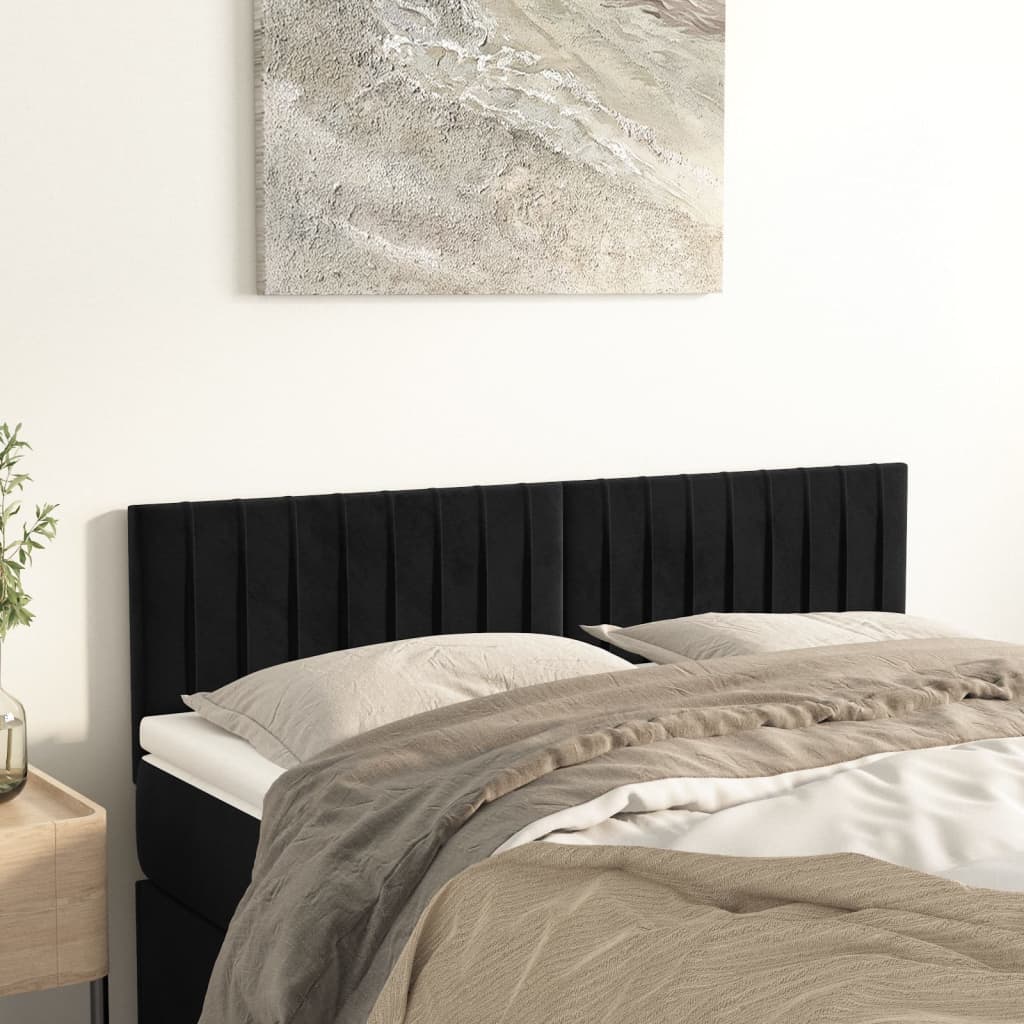 vidaXL Tăblii de pat, 2 buc., negru, 72x5x78/88 cm, catifea vidaXL Tăblii de pat, 2 buc., negru, 72x5x78/88 cm, catifea