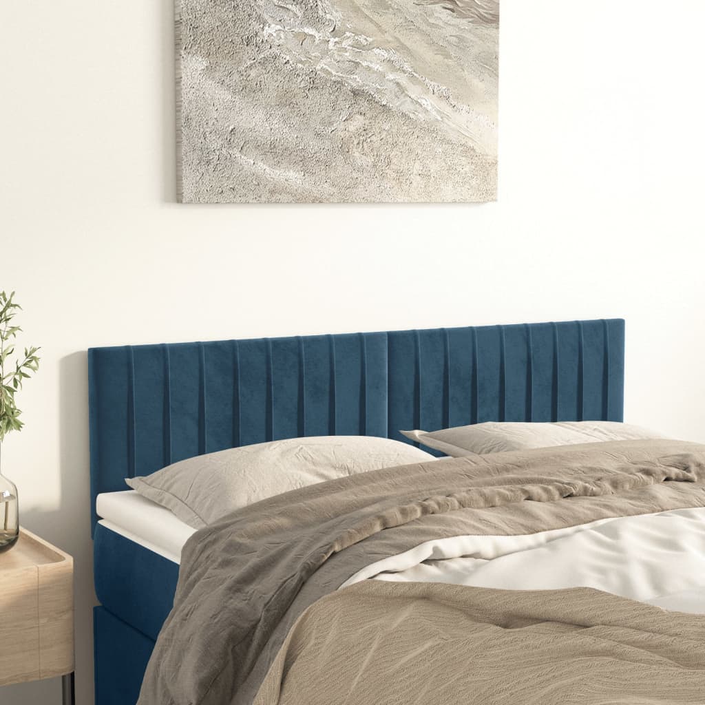 vidaXL Tăblii de pat, 2 buc., albastru închis, 72x5x78/88 cm, catifea vidaXL Tăblii de pat, 2 buc., albastru închis, 72x5x78/88 cm, catifea