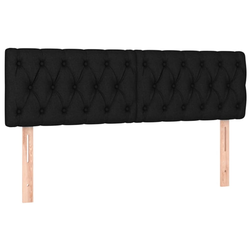 vidaXL Tăblii de pat, 2 buc, negru, 72x7x78/88 cm, textil vidaXL Tăblii de pat, 2 buc, negru, 72x7x78/88 cm, textil