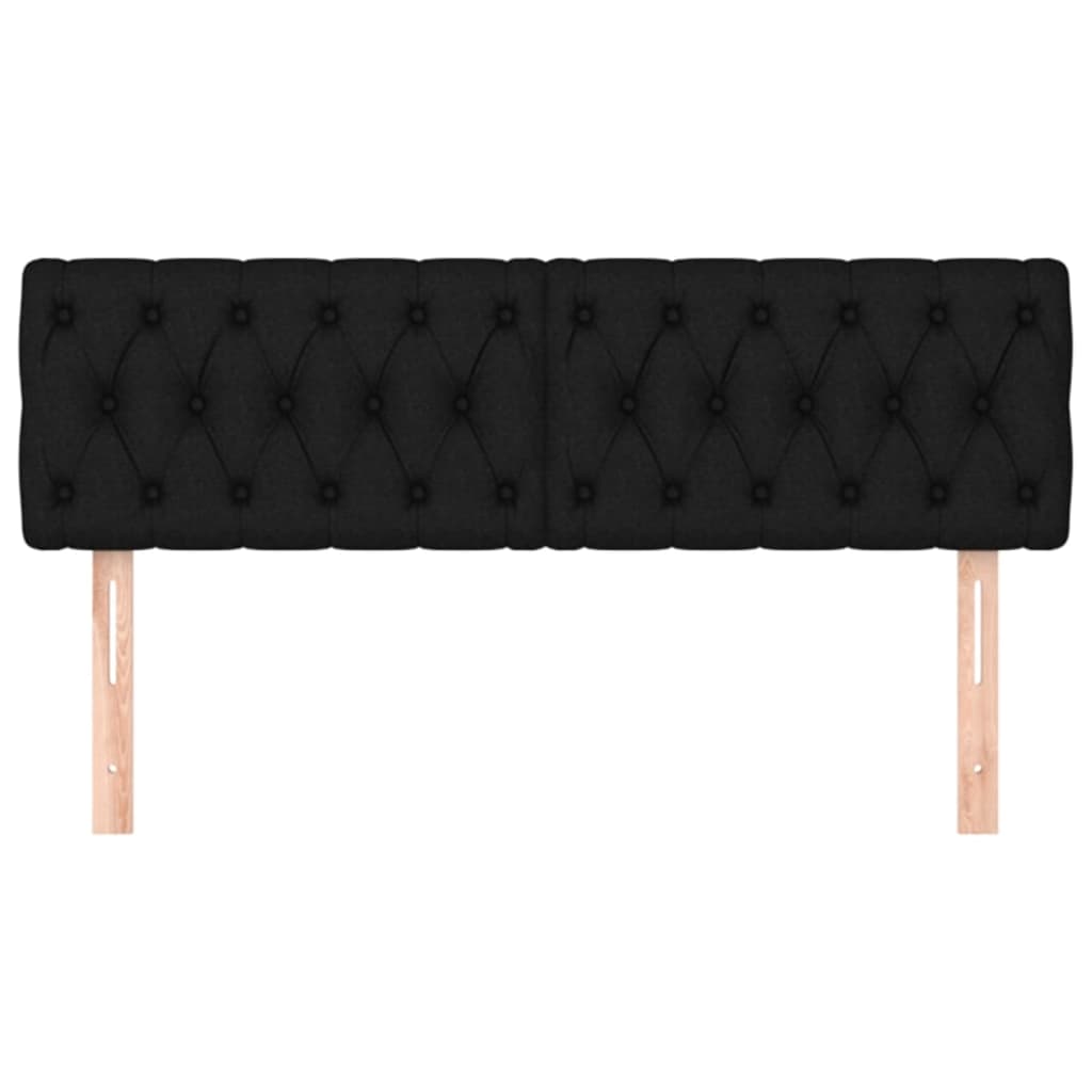 vidaXL Tăblii de pat, 2 buc, negru, 72x7x78/88 cm, textil vidaXL Tăblii de pat, 2 buc, negru, 72x7x78/88 cm, textil