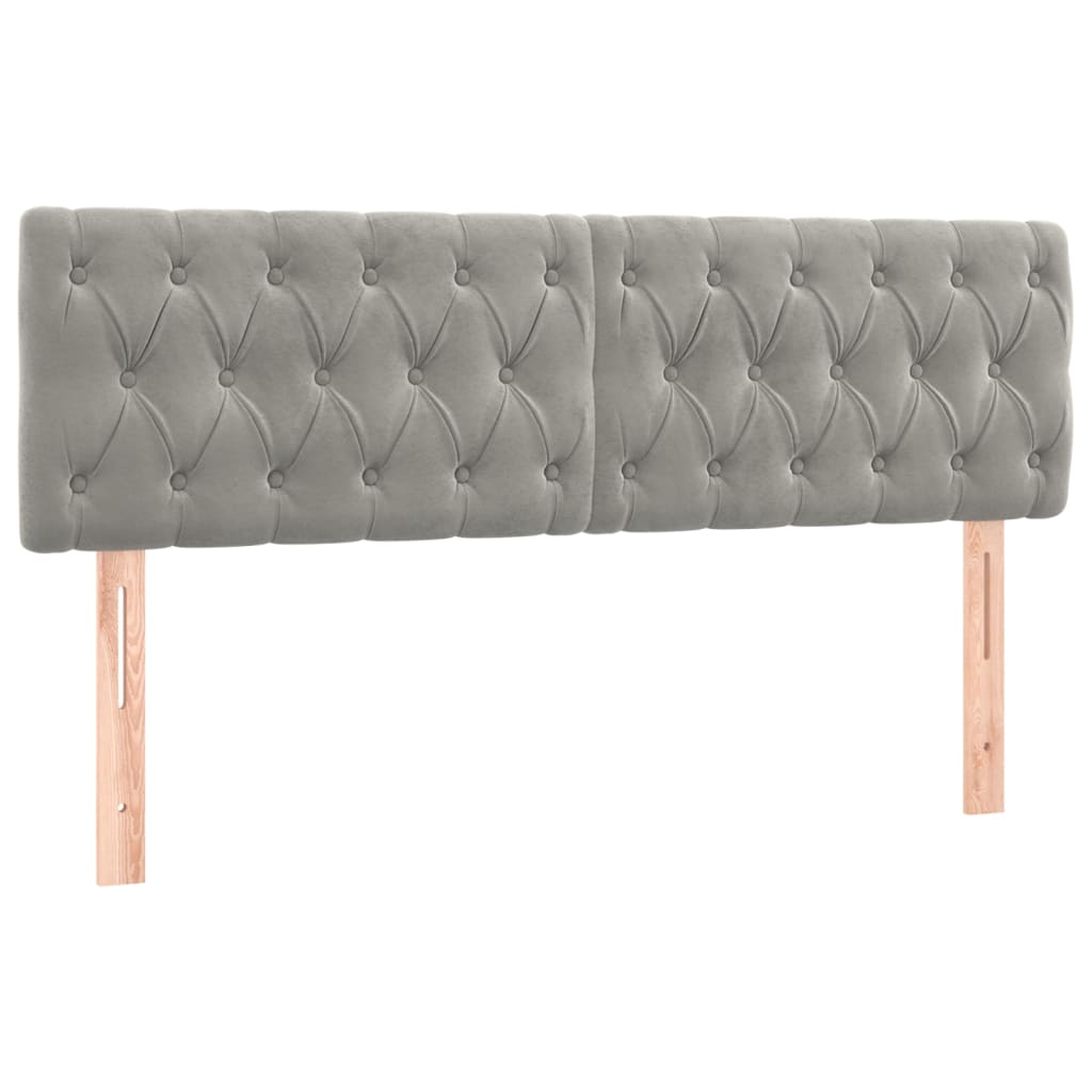 vidaXL Tăblii de pat, 2 buc, gri deschis, 72x7x78/88 cm, catifea vidaXL Tăblii de pat, 2 buc, gri deschis, 72x7x78/88 cm, catifea