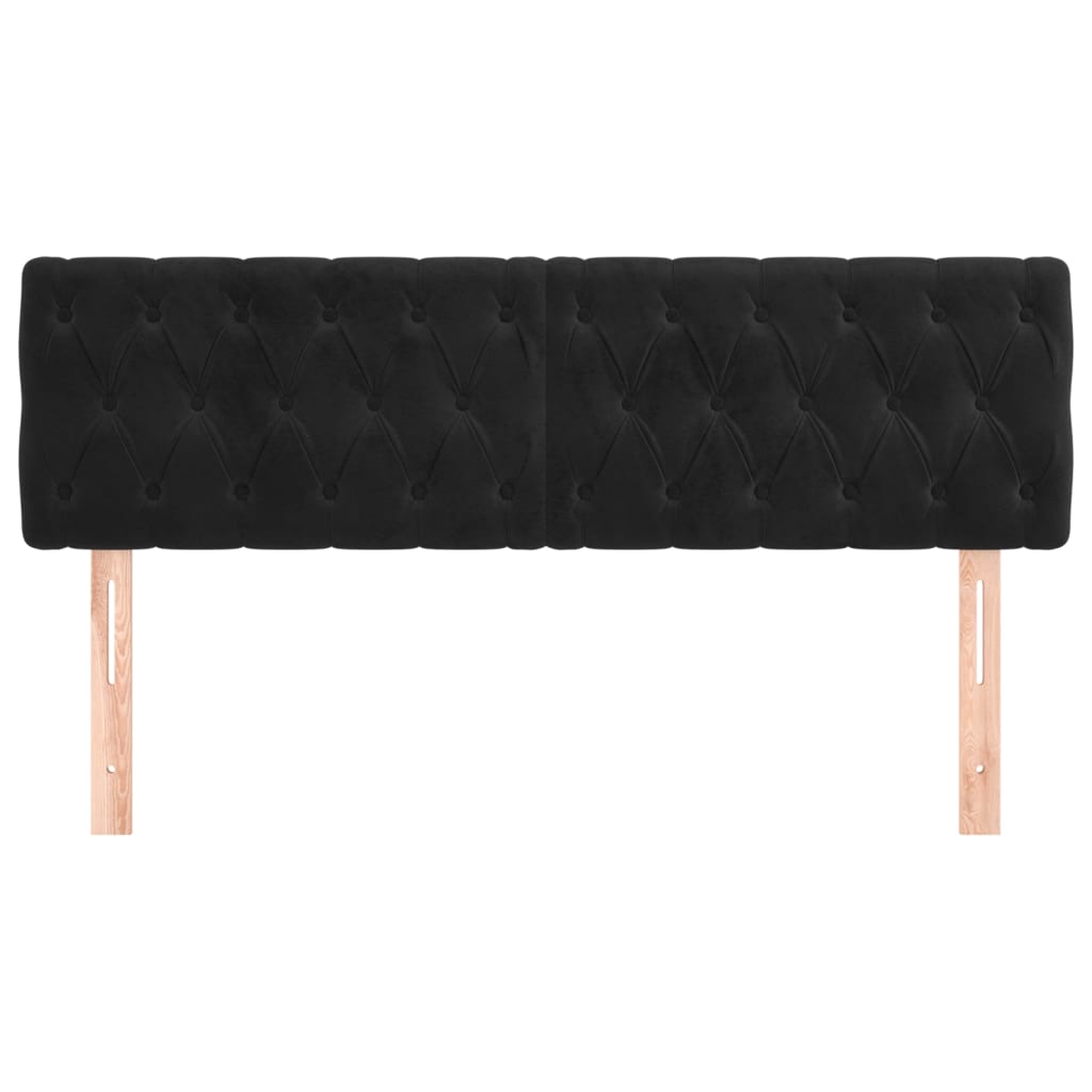 vidaXL Tăblii de pat, 2 buc, negru, 72x7x78/88 cm, catifea vidaXL Tăblii de pat, 2 buc, negru, 72x7x78/88 cm, catifea