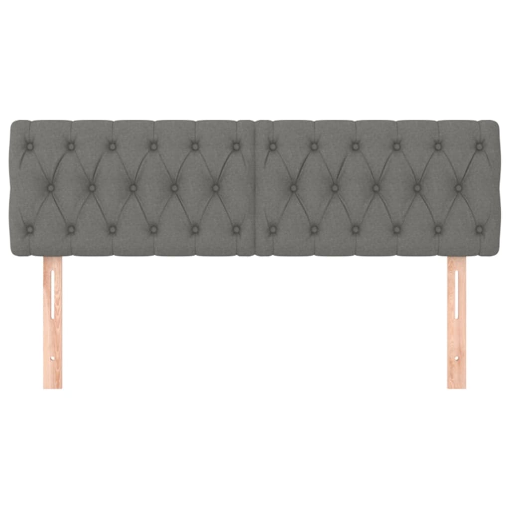 vidaXL Tăblii de pat, 2 buc, gri închis, 80x7x78/88 cm, textil