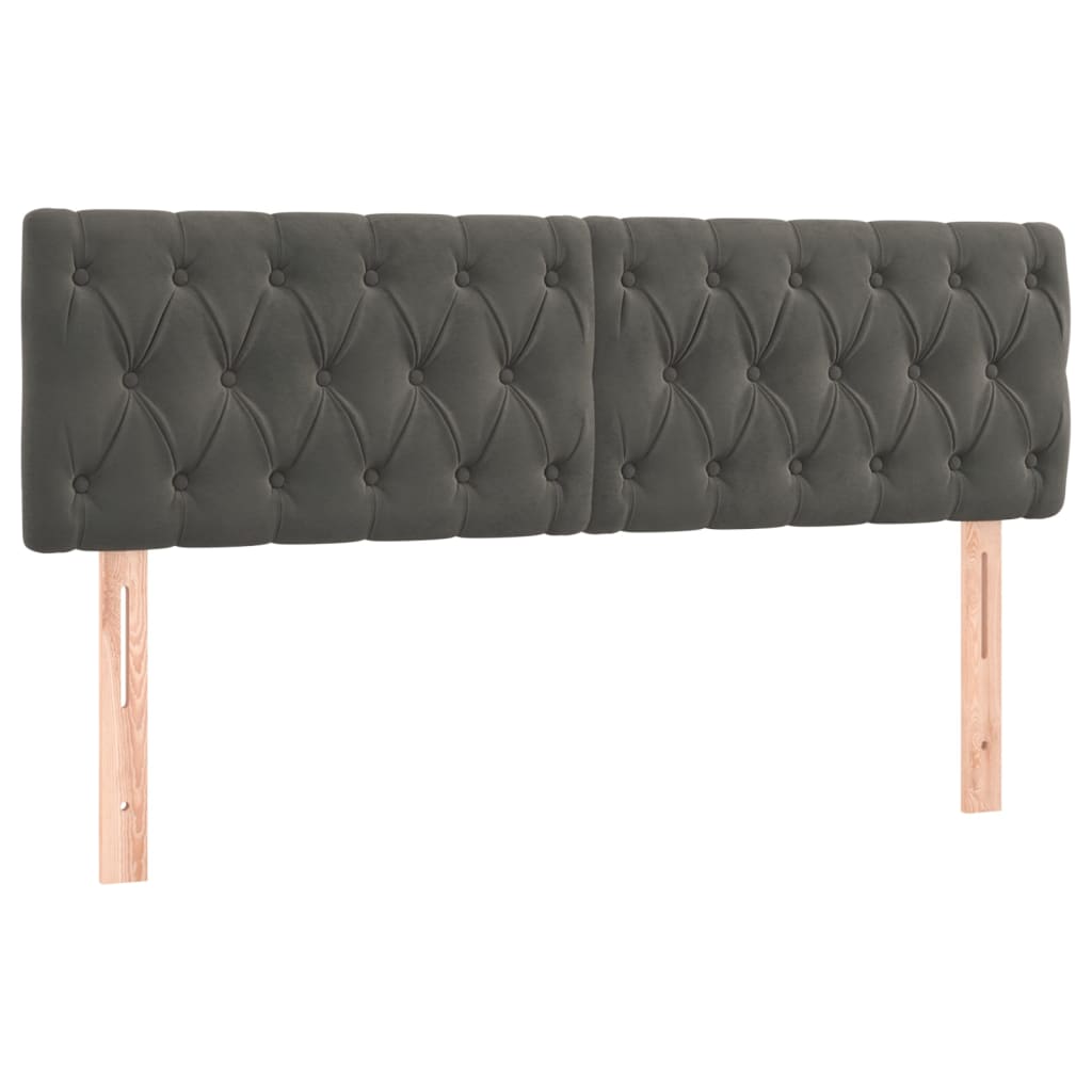 vidaXL Tăblii de pat, 2 buc, gri închis, 80x7x78/88 cm, catifea vidaXL Tăblii de pat, 2 buc, gri închis, 80x7x78/88 cm, catifea
