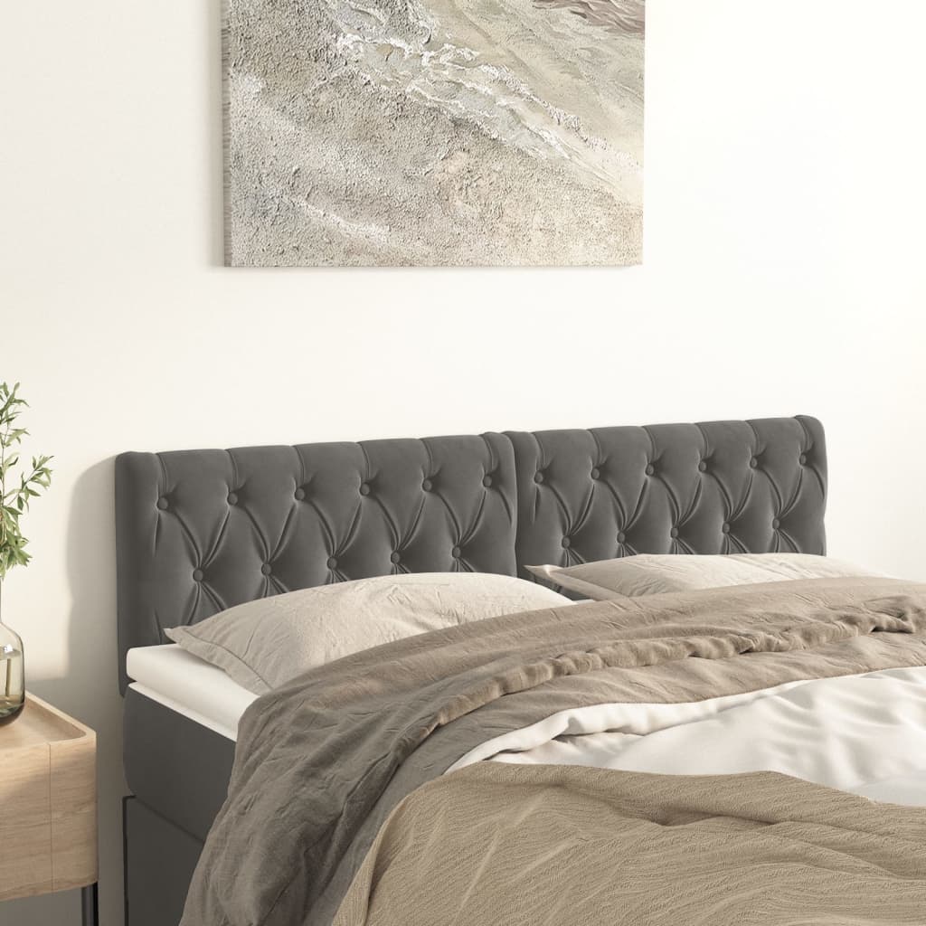 vidaXL Tăblii de pat, 2 buc, gri închis, 80x7x78/88 cm, catifea vidaXL Tăblii de pat, 2 buc, gri închis, 80x7x78/88 cm, catifea