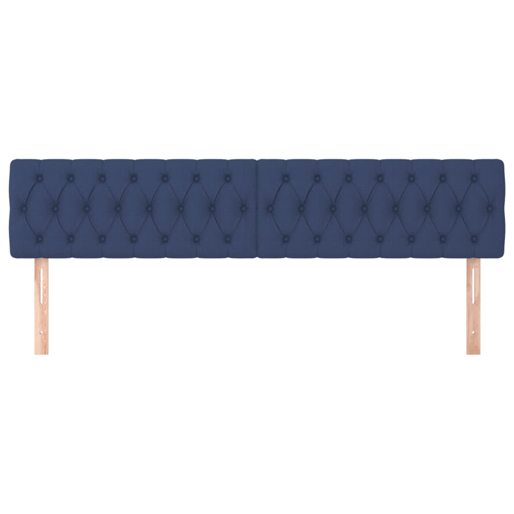 vidaXL Tăblii de pat, 2 buc, albastru, 90x7x78/88 cm, textil