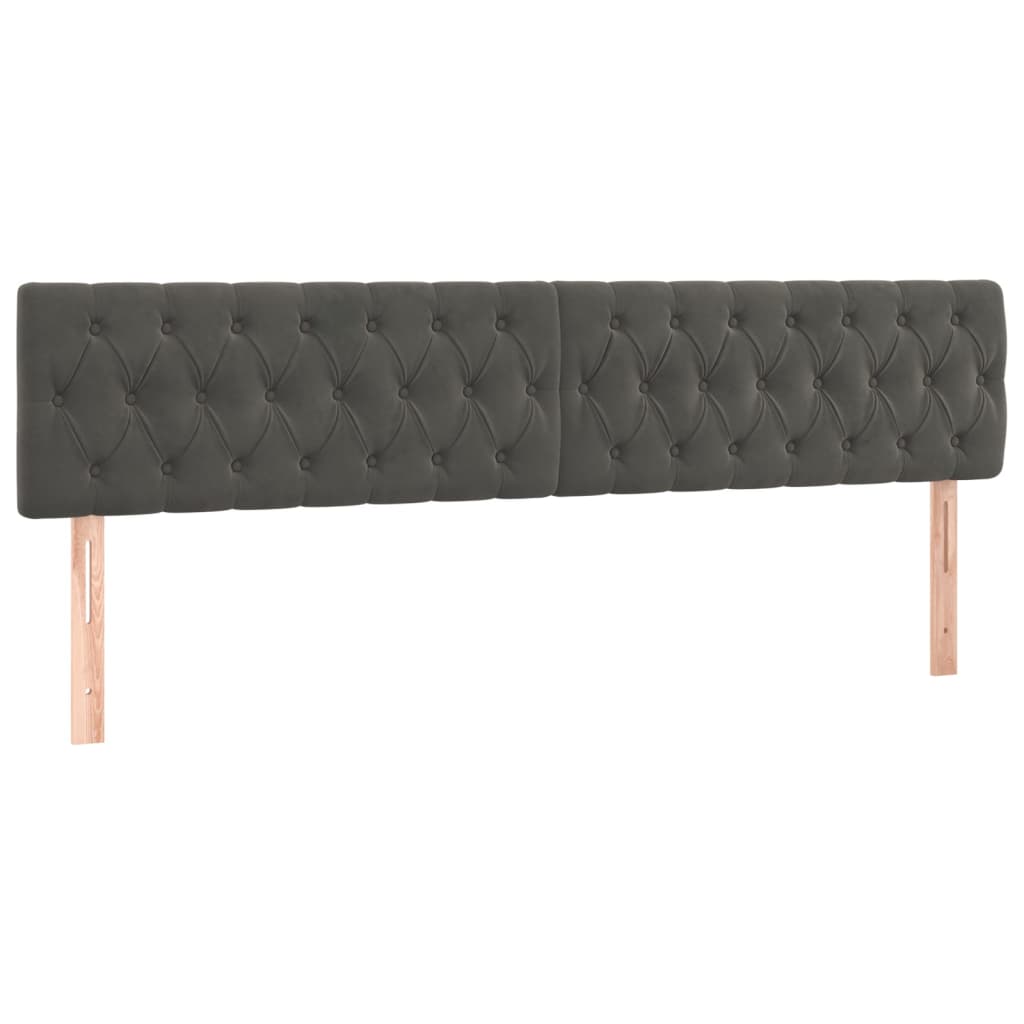 vidaXL Tăblii de pat, 2 buc, gri închis, 90x7x78/88 cm, catifea vidaXL Tăblii de pat, 2 buc, gri închis, 90x7x78/88 cm, catifea