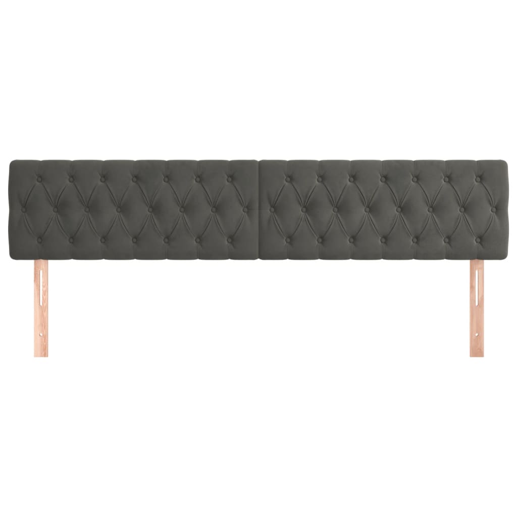 vidaXL Tăblii de pat, 2 buc, gri închis, 90x7x78/88 cm, catifea vidaXL Tăblii de pat, 2 buc, gri închis, 90x7x78/88 cm, catifea