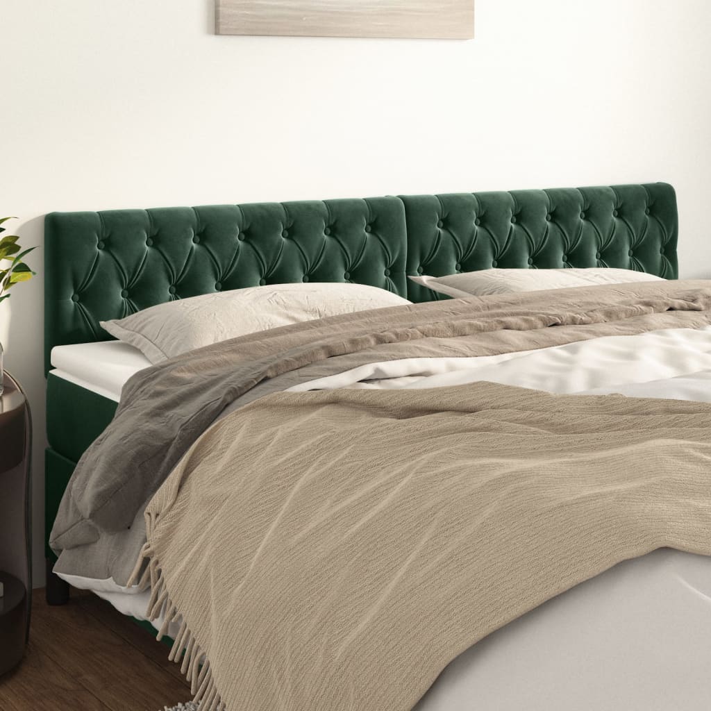vidaXL Tăblii de pat, 2 buc, verde închis, 90x7x78/88 cm, catifea vidaXL Tăblii de pat, 2 buc, verde închis, 90x7x78/88 cm, catifea