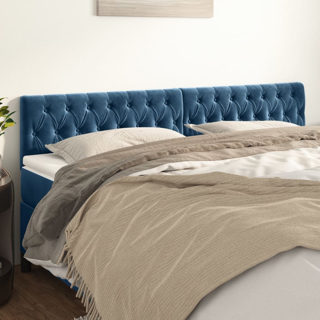 vidaXL Tăblii de pat, 2 buc, albastru închis, 90x7x78/88 cm, catifea vidaXL Tăblii de pat, 2 buc, albastru închis, 90x7x78/88 cm, catifea