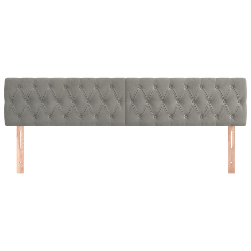 vidaXL Tăblii de pat, 2 buc, gri deschis, 100x7x78/88 cm, catifea vidaXL Tăblii de pat, 2 buc, gri deschis, 100x7x78/88 cm, catifea