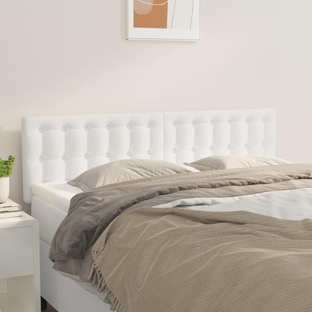 vidaXL Tăblii de pat, 2 buc., alb, 72x5x78/88 cm, piele ecologică vidaXL Tăblii de pat, 2 buc., alb, 72x5x78/88 cm, piele ecologică