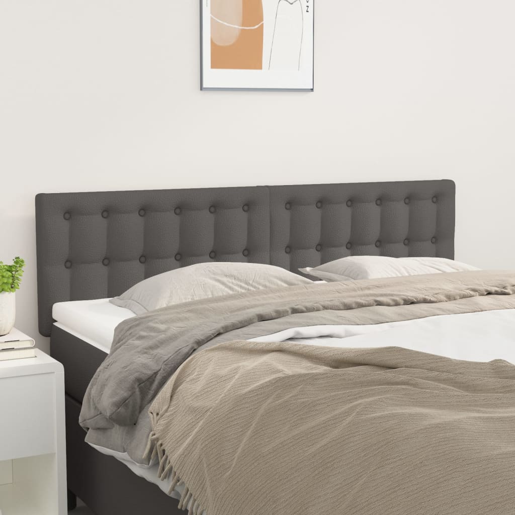 vidaXL Tăblii de pat, 2 buc., gri, 72x5x78/88 cm, piele ecologică vidaXL Tăblii de pat, 2 buc., gri, 72x5x78/88 cm, piele ecologică