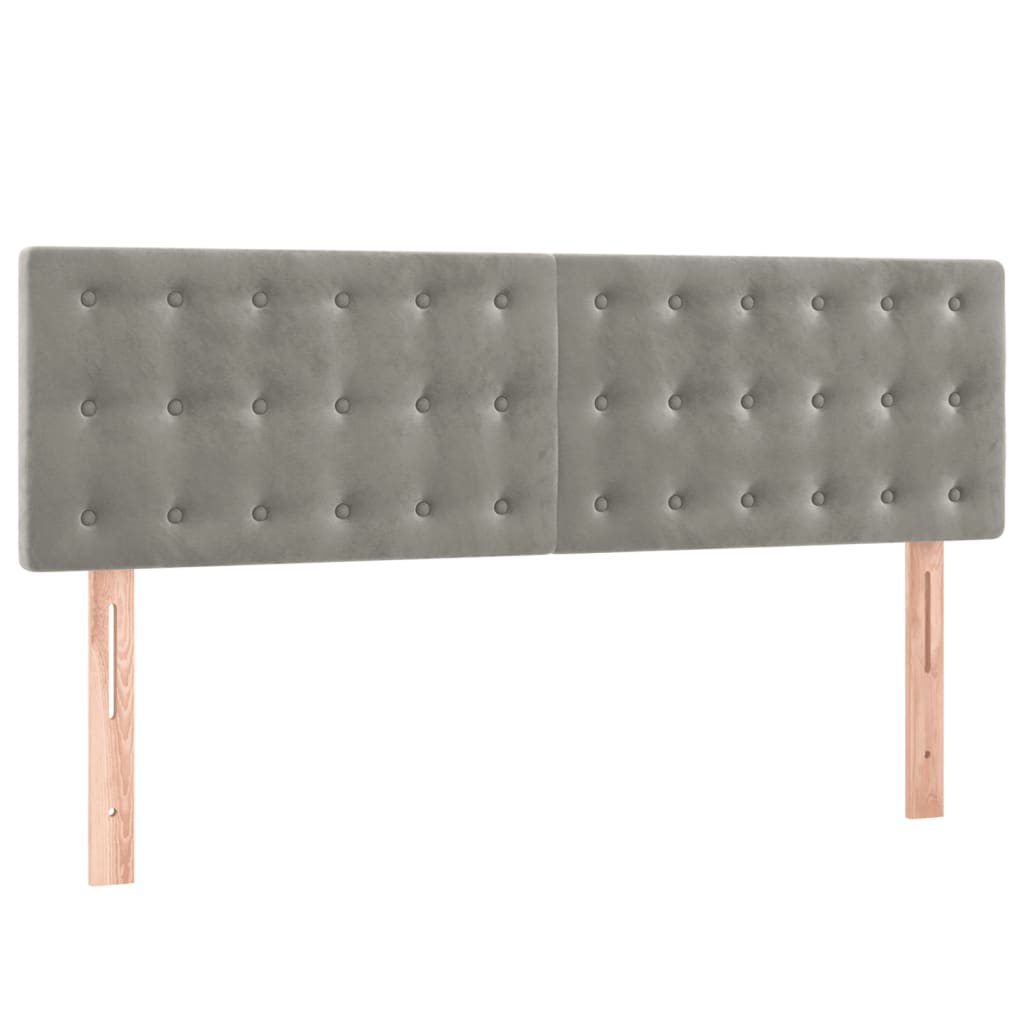 vidaXL Tăblii de pat, 2 buc., gri deschis, 72x5x78/88 cm, catifea vidaXL Tăblii de pat, 2 buc., gri deschis, 72x5x78/88 cm, catifea