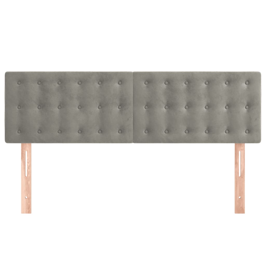 vidaXL Tăblii de pat, 2 buc., gri deschis, 72x5x78/88 cm, catifea vidaXL Tăblii de pat, 2 buc., gri deschis, 72x5x78/88 cm, catifea