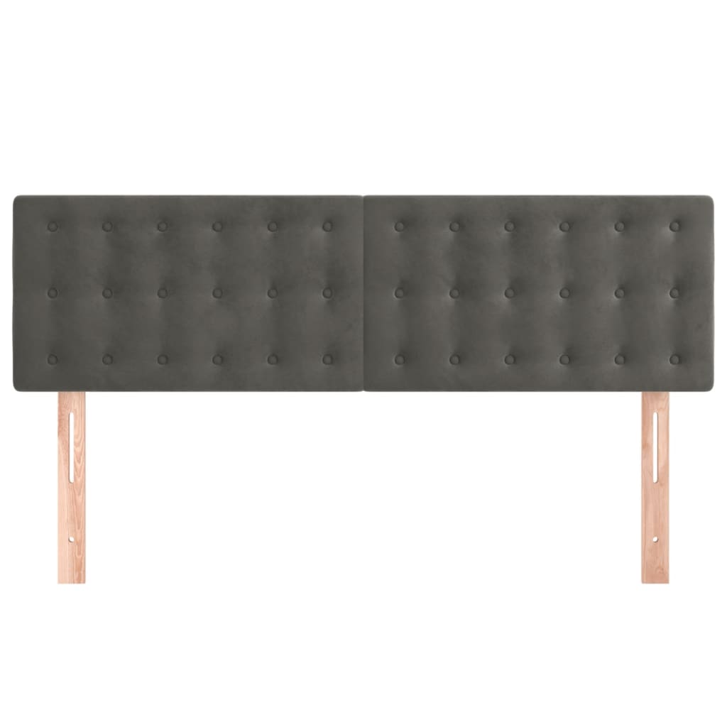 vidaXL Tăblii de pat, 2 buc., gri închis, 72x5x78/88 cm, catifea vidaXL Tăblii de pat, 2 buc., gri închis, 72x5x78/88 cm, catifea