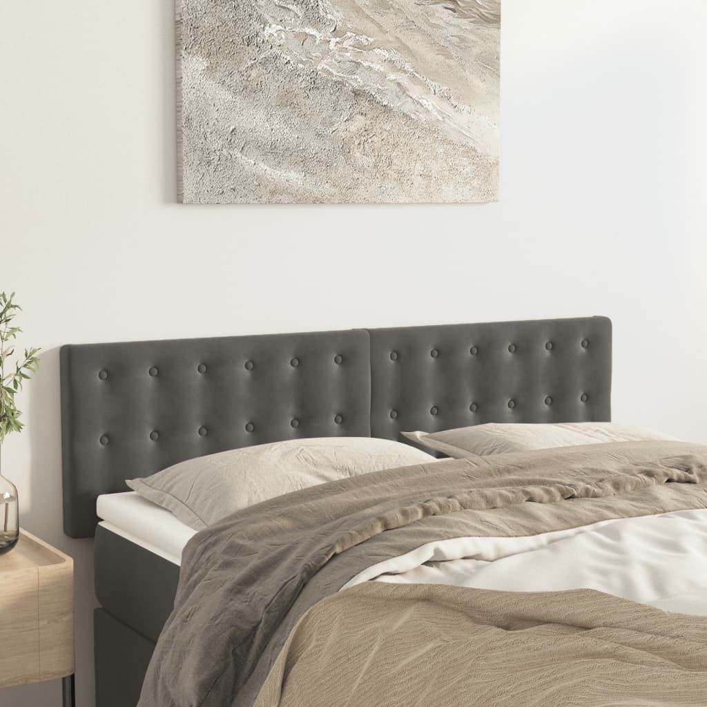 vidaXL Tăblii de pat, 2 buc., gri închis, 72x5x78/88 cm, catifea vidaXL Tăblii de pat, 2 buc., gri închis, 72x5x78/88 cm, catifea