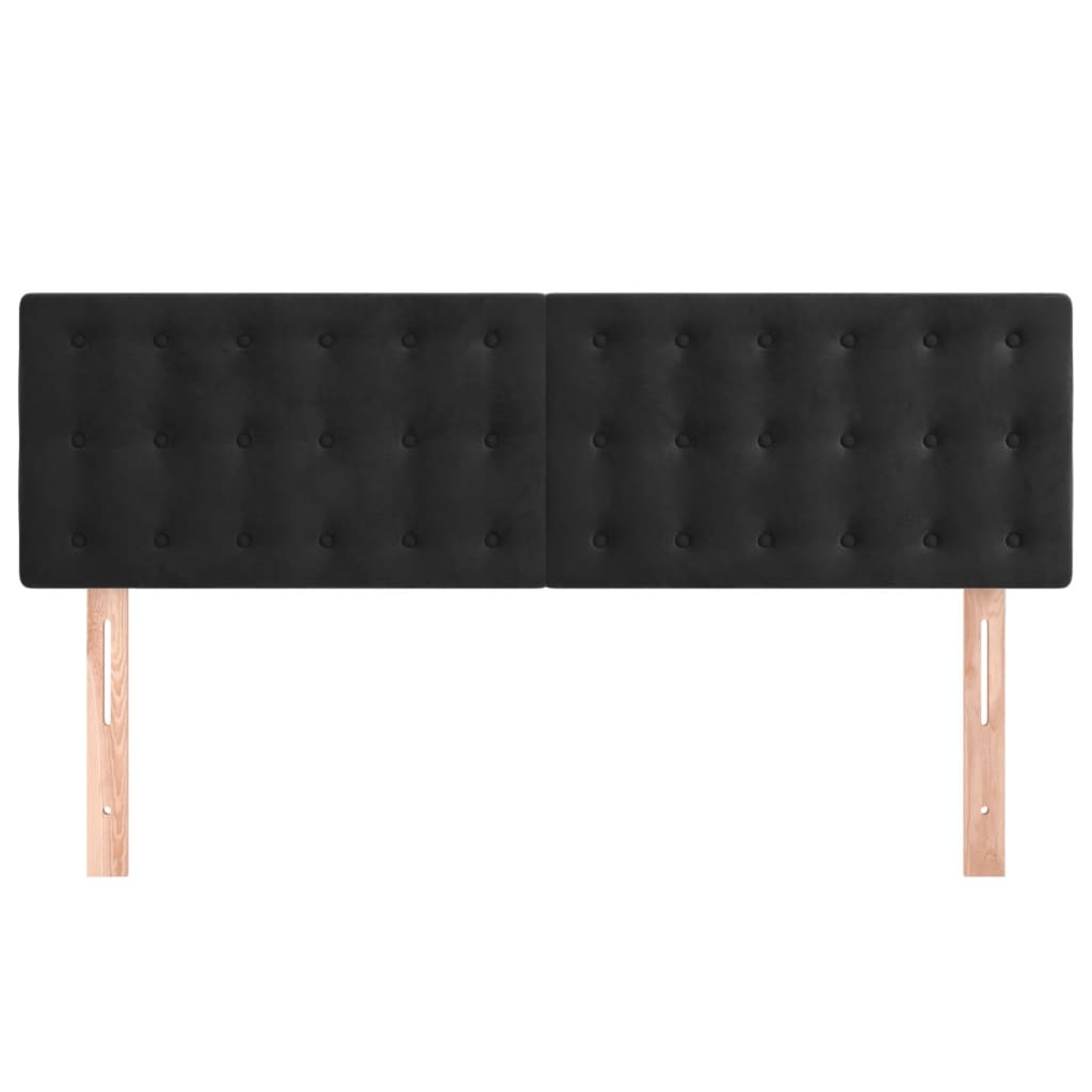 vidaXL Tăblii de pat, 2 buc., negru, 72x5x78/88 cm, catifea vidaXL Tăblii de pat, 2 buc., negru, 72x5x78/88 cm, catifea