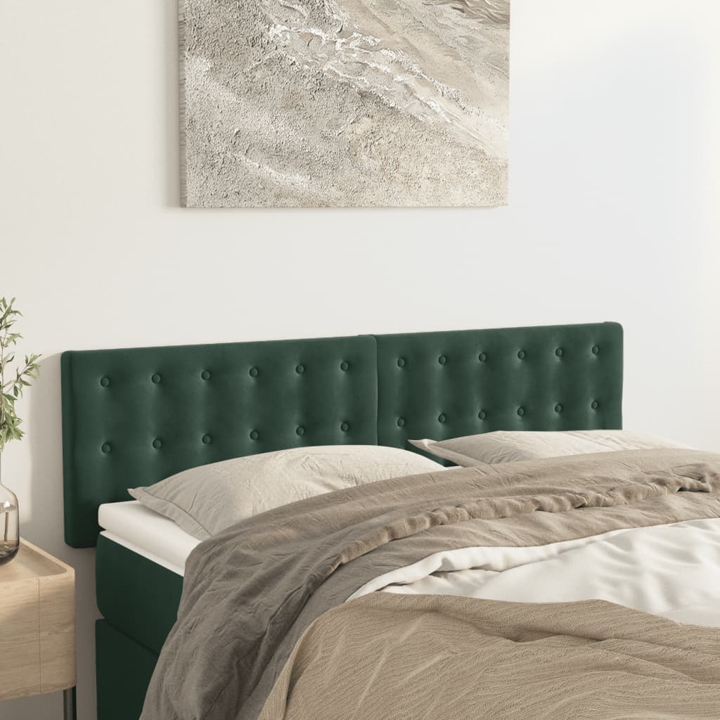 vidaXL Tăblii de pat, 2 buc., verde închis, 72x5x78/88 cm, catifea vidaXL Tăblii de pat, 2 buc., verde închis, 72x5x78/88 cm, catifea